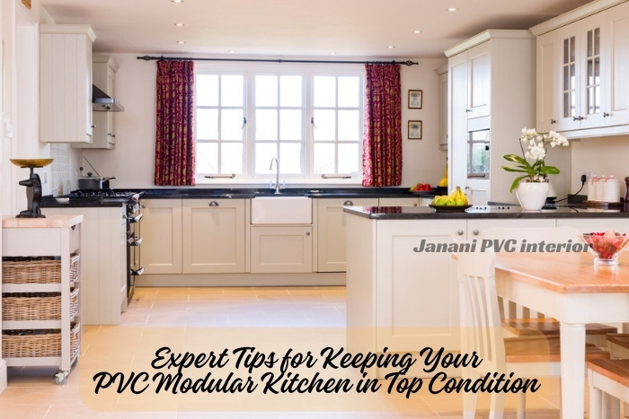 Cozy Bengaluru kitchen featuring Janani PVC Interior's modular designs, complete with maintenance advice for a pristine and functional cooking space