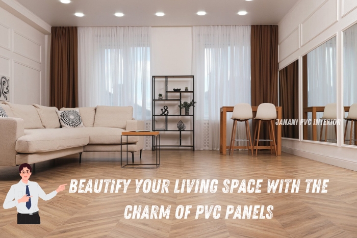 Spacious and inviting living room in Bengaluru elegantly adorned with PVC paneling by Janani PVC Interior, demonstrating how PVC can enhance and beautify living spaces with ease and style