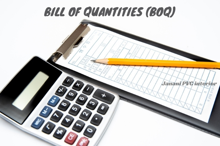 Accurate project planning tools including a BOQ sheet and calculator for Janani PVC Interior's client budgeting and financial management in Bengaluru home designs