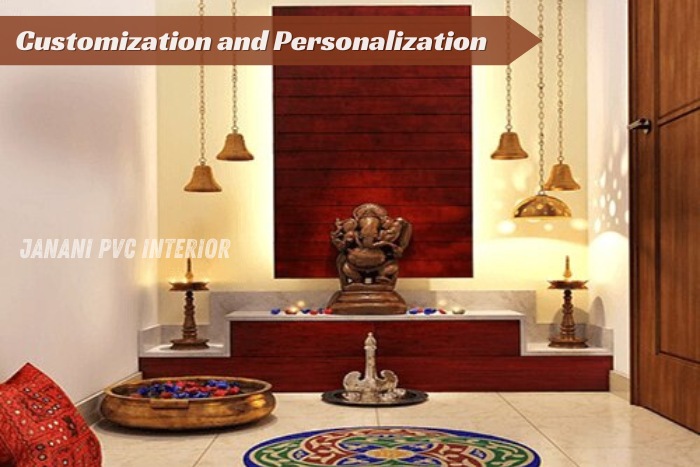 Customization and personalization of PVC pooja rooms by Janani PVC Interior Design in Bengaluru, offering beautifully detailed and customized spiritual spaces that enhance the sacred ambiance of your home