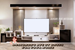 Designing PVC TV units for your home with Janani PVC Interior Design in Bengaluru, showcasing a modern and elegant PVC TV unit that enhances both the functionality and aesthetic appeal of your living room