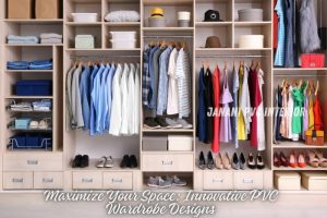 Maximize storage efficiency in your Bengaluru home with innovative PVC wardrobe designs from Janani PVC Interior Design. This image showcases a spacious, organized wardrobe featuring multiple compartments for clothes, shoes, and accessories, perfect for urban living