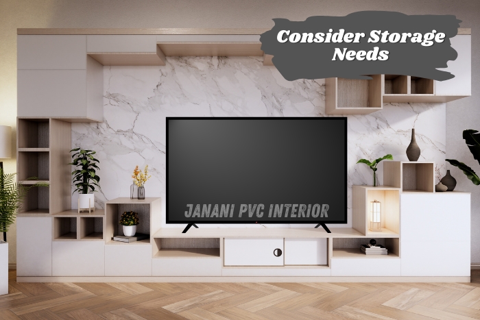 Janani PVC Interior in Bengaluru Upgrade your living room with our customizable PVC TV units designed for durability and elegance